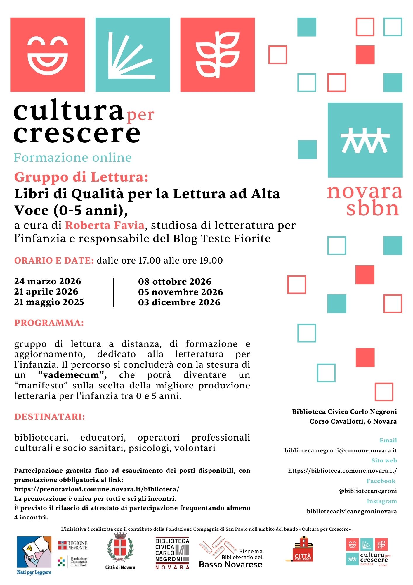 Gruppo di Lettura: Libri di qualit&agrave; per la Lettura ad Alta Voce a cura di Roberta Favia