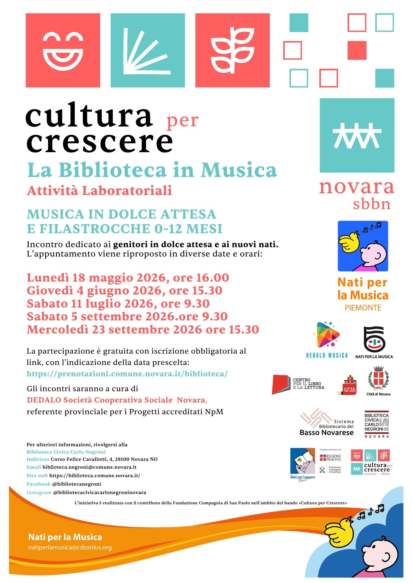 La Biblioteca in Musica. Laboratorio Musica in dolce attesa e filastrocche (0-12 mesi)